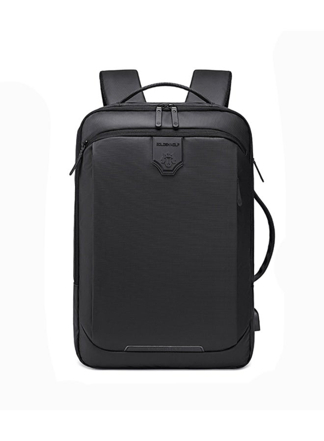 Golden Wolf Splashproof Convertible Laptop Backpack 15.6 Inch - Black - Image 1